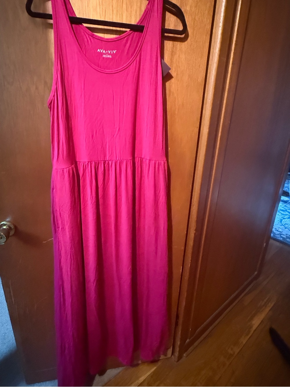 Ava & Viv Bright Pink Scoop Neck Maxi Dress